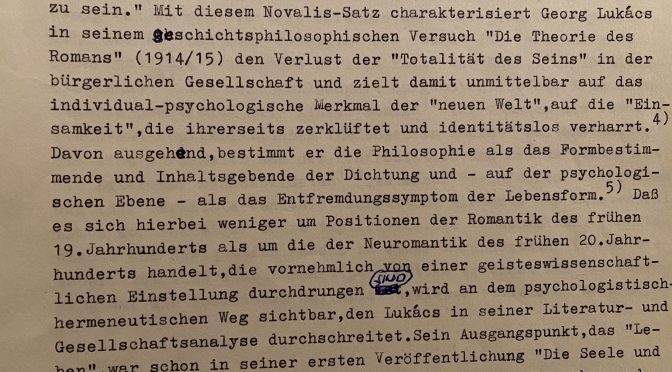 Georg Lukács’ Romantheorie – Utopie des Epos